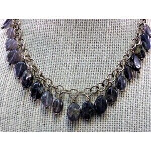 925 S/S Labradorite drops wire wrapped choker rolo chain & toggle clasp.